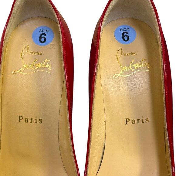 Christian Louboutin Elegant Red Patent Leather Wedge Heels Paris 6 - Picture 4 of 10